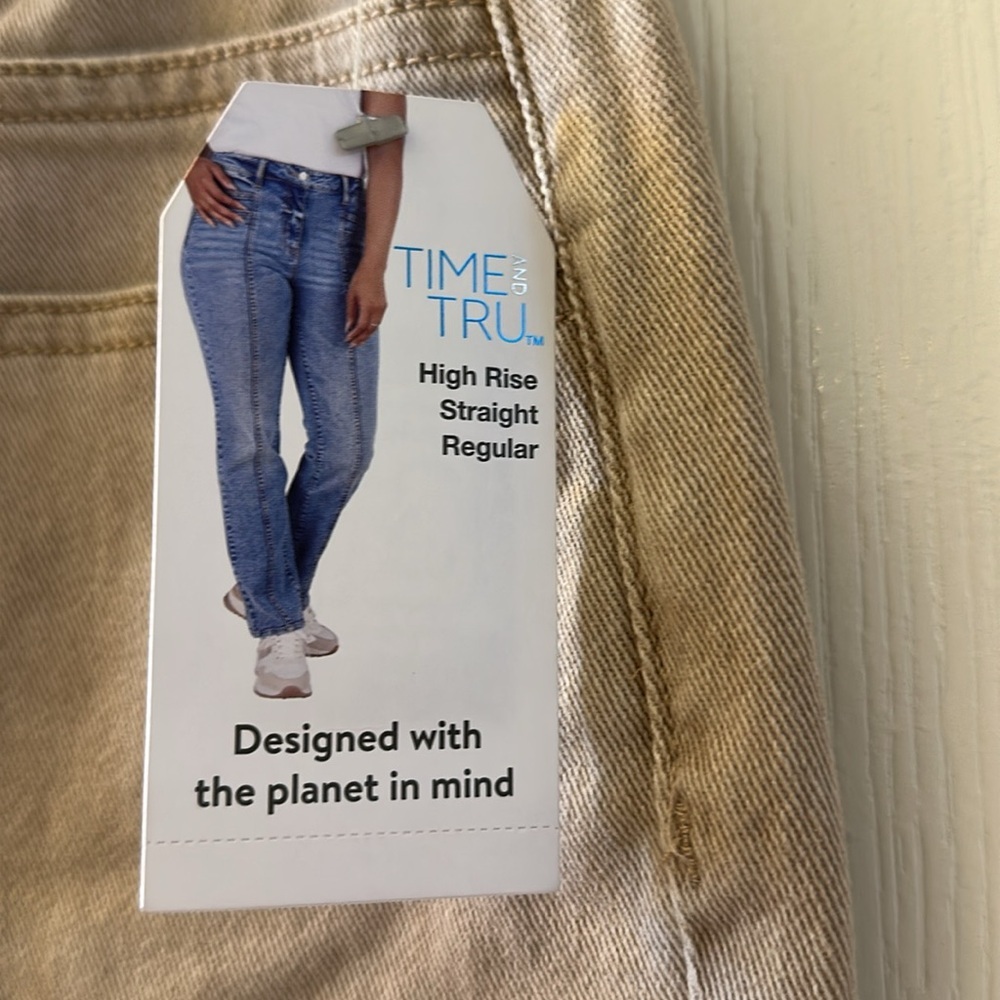 Time and Tru hi-rise straight regular denim jeans khaki size 4 - Picture 2 of 6